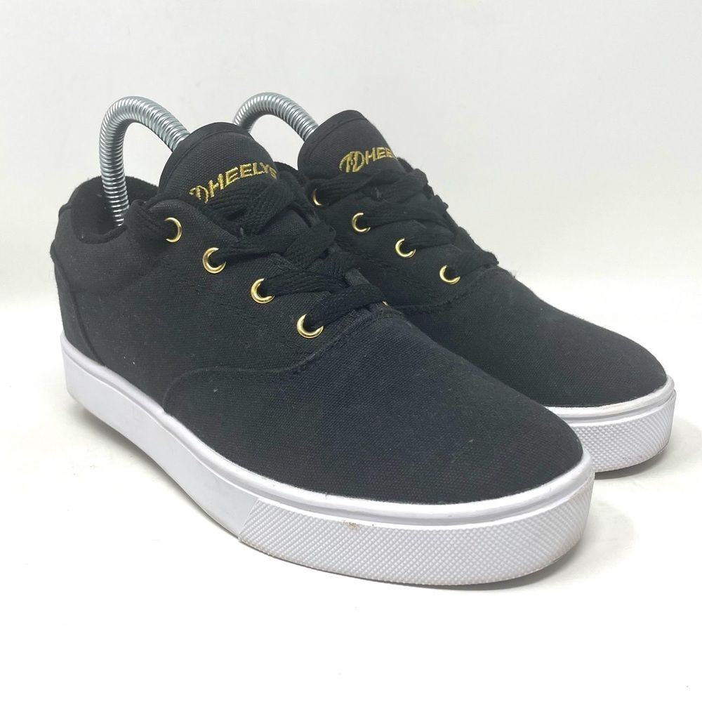 Heelys Launch Black Gold Wheeled Skate Shoes Mens 7 Womens 8 Sneakers
